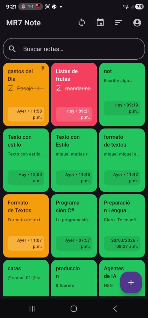 Vista principal MR7 Note